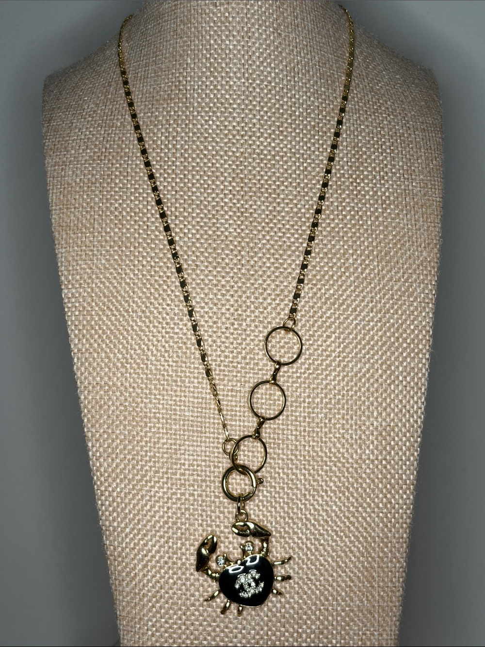 Gold-Tone Crab Pendant Necklace stamped